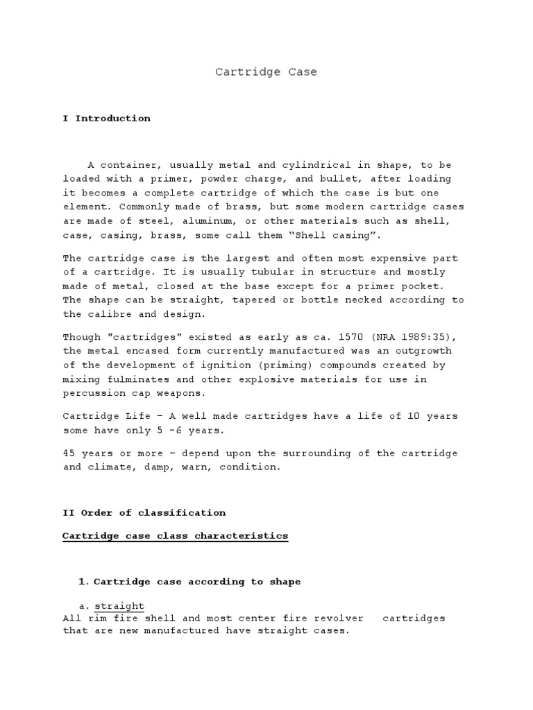 Cartridge Case PDF Cartridge (Firearms) Caliber