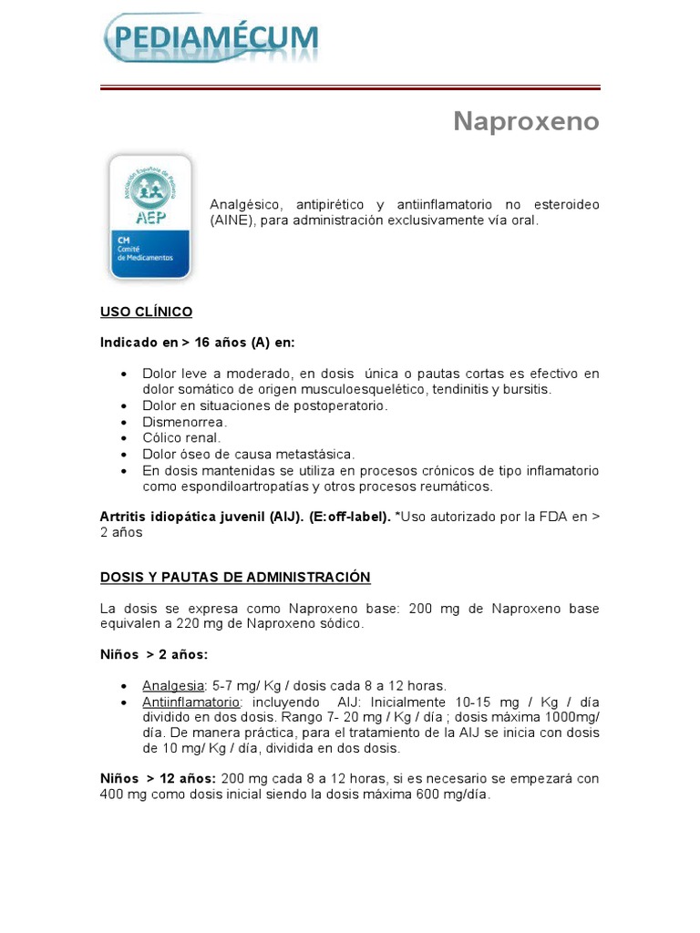 Naproxeno | PDF | Droga anti-inflamatoria libre de esteroides | Aspirina