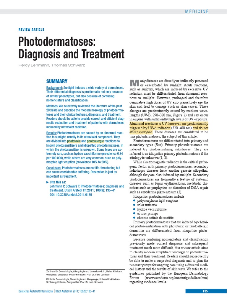 Photodermatoses | Ultraviolet | Dermatitis