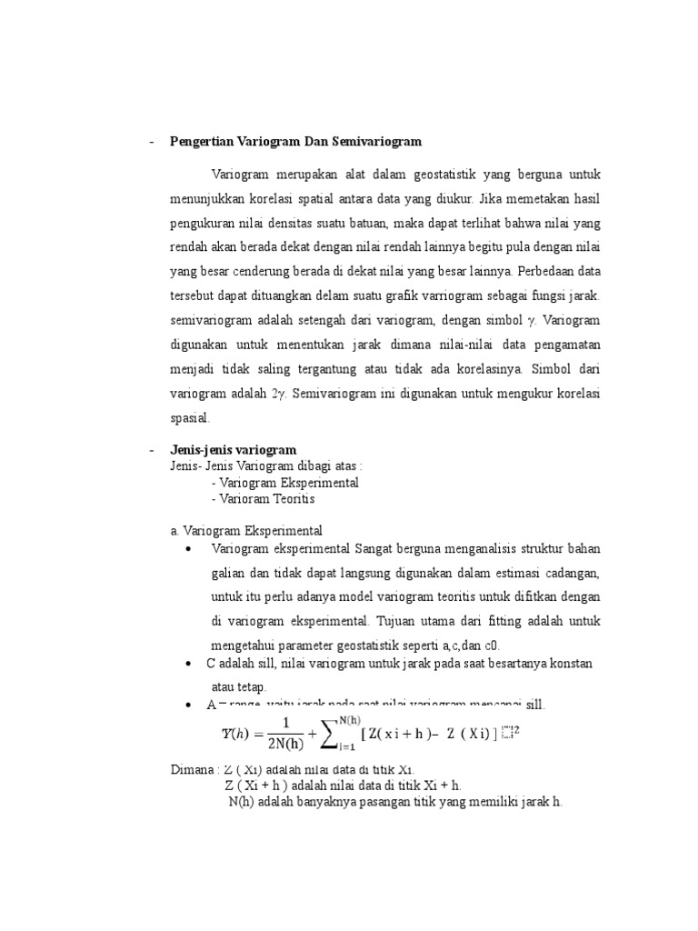 Pengertian Variogram Dan Semivariogram | PDF