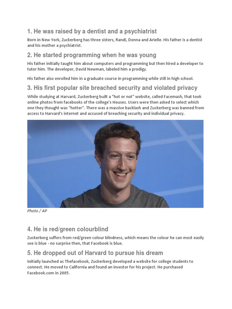 He Was Raised by A Dentist and A Psychiatrist Photo / AP PDF Mark