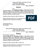 Notice: Bhanubhakta Memorial Higher Secondary School