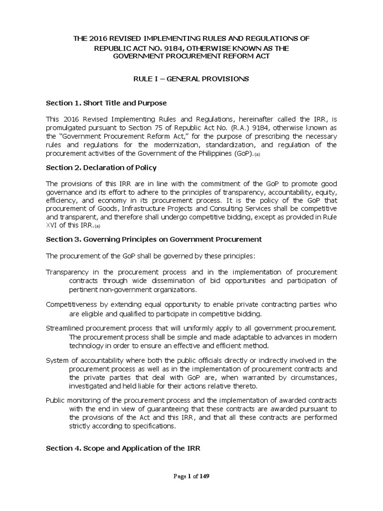 Ra 9184 PDF Procurement Construction Bidding