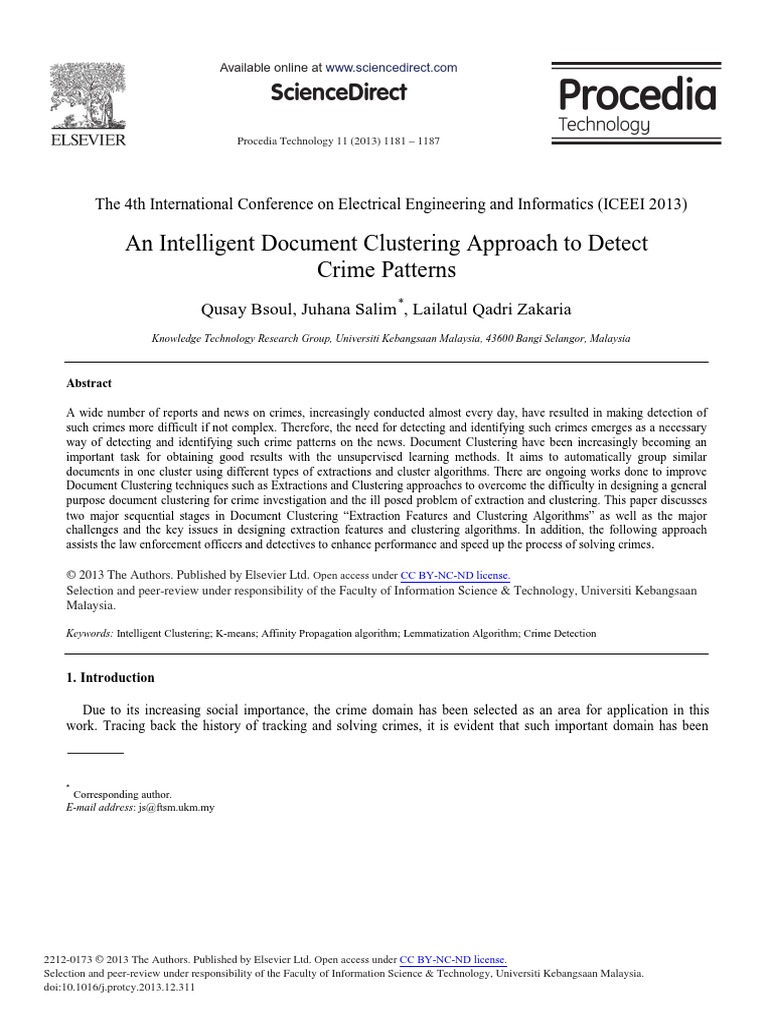 An Intelligent Document Clustering Approach To Detect Crime Patterns ...