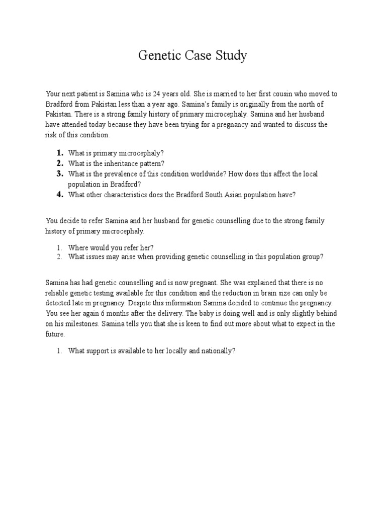 Genetic case study example picture