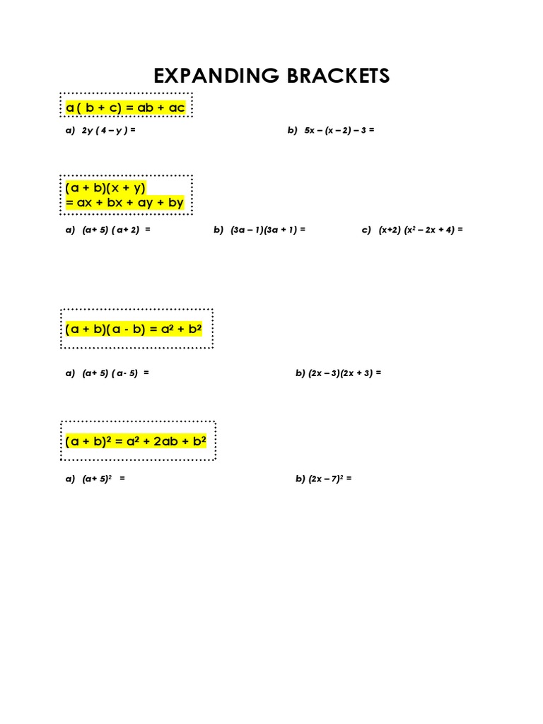 Expanding Brackets and Algebraic Identities | PDF