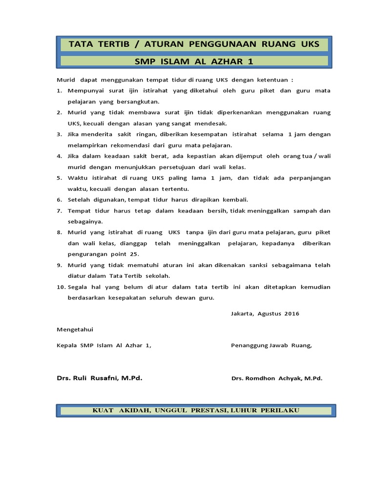 Tata Tertib Uks | PDF