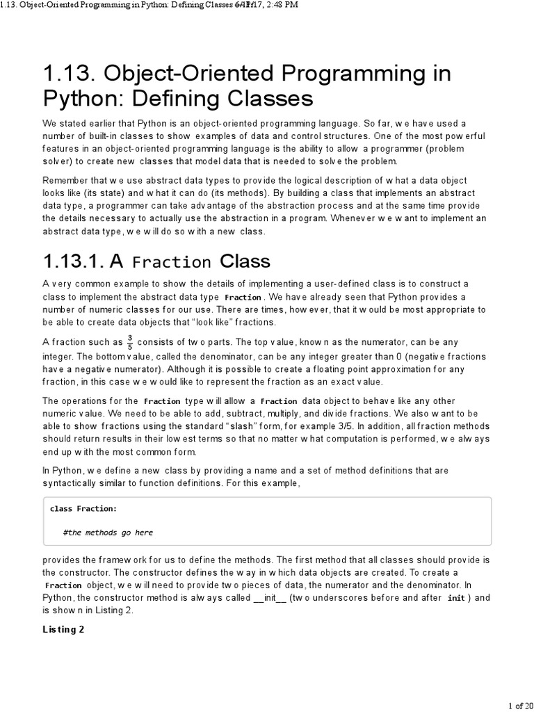 1.13. Object-Oriented Programming in Python - Defining Classes ...