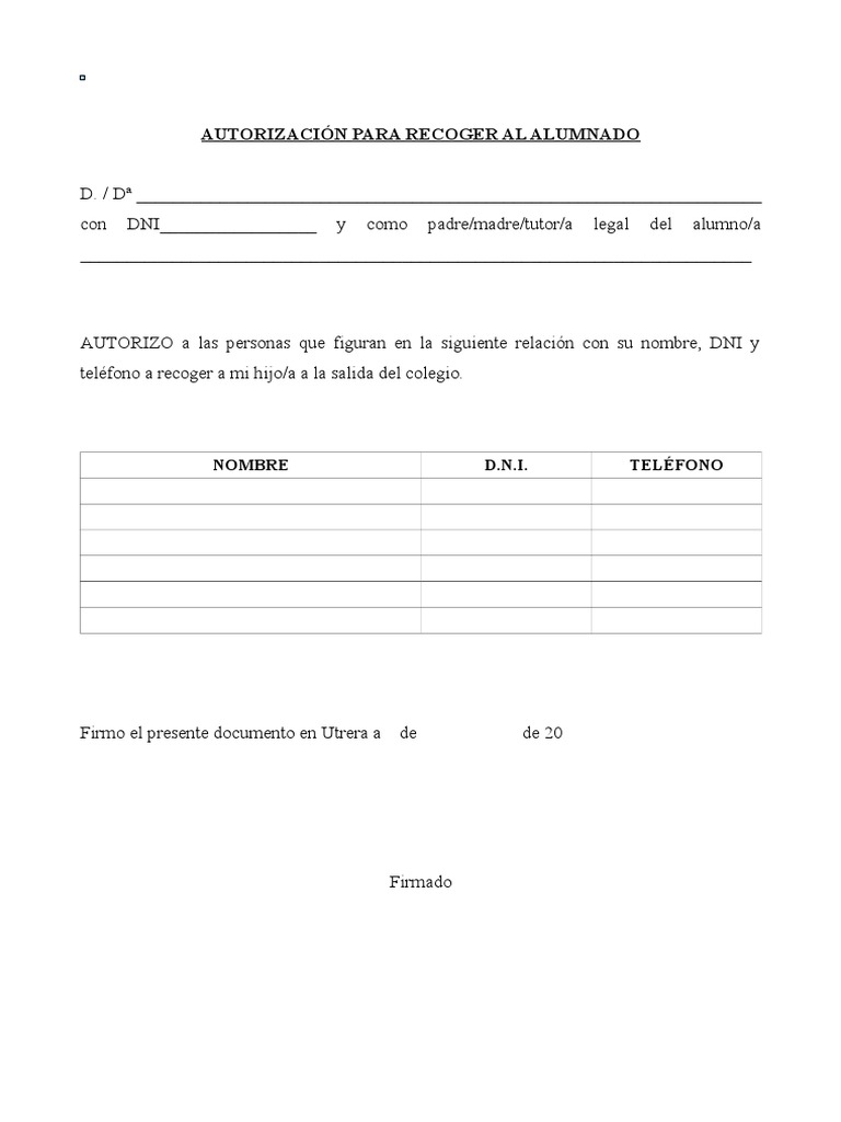 AUTORIZACIÓN RECOGIDA ALUMNOS