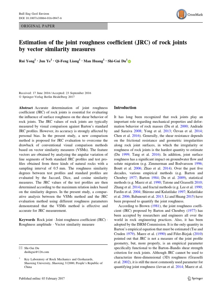 Estimating Joint Roughness Coefficient | PDF | Surface Roughness ...