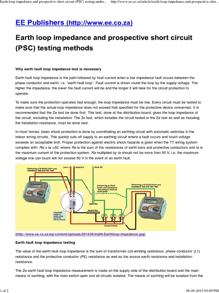 Earth Loop Impedance and Prospective Short Circuit (PSC) Testing