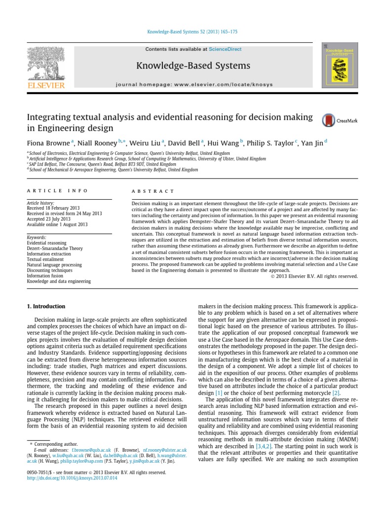 Integrating Textual Analysis And Evidential Reasoning For Decision