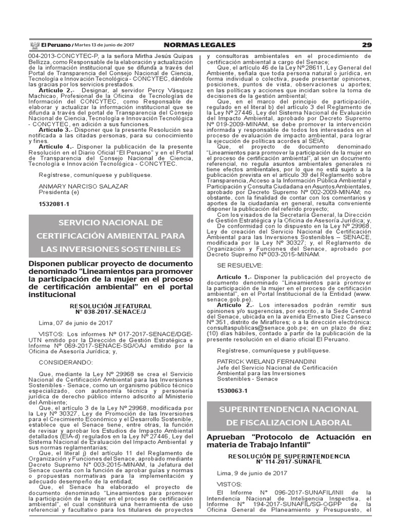 Aprueban Protocolo De Actuación En Materia De Trabajo Infantil Pdf