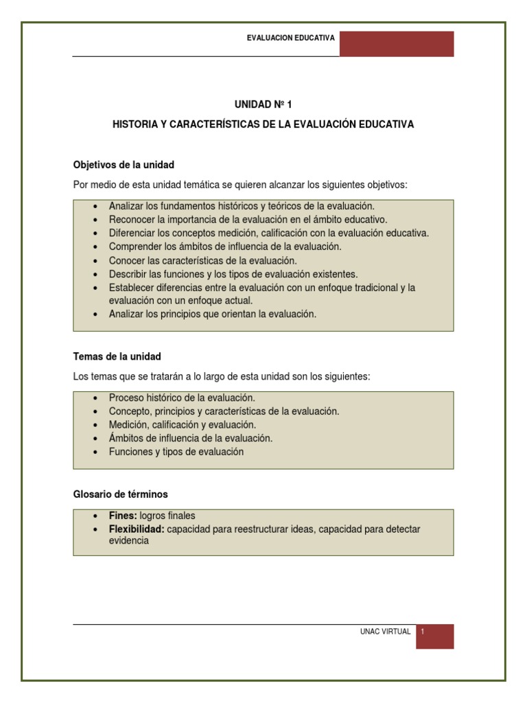 Unidad 1. Historia y Características de La Evaluación Educativa | PDF ...