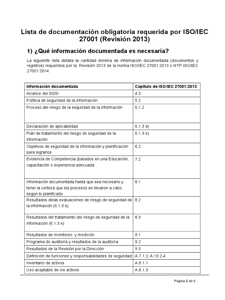 Lista ISO 27001 | PDF | Seguridad de información | Business