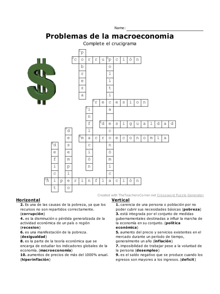 Crucigrama Clave | PDF | Macroeconómica | Pobreza