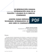 Técnicas de Reproducción Humana Asistida. Determinación Legal de La Filiación y Usurias en El Derecho Comparado