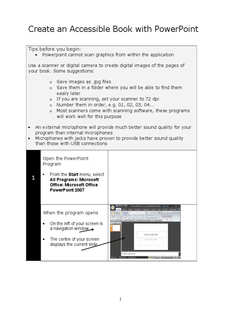 Create Accessible Books in PowerPoint | PDF | Image Scanner | Microsoft ...