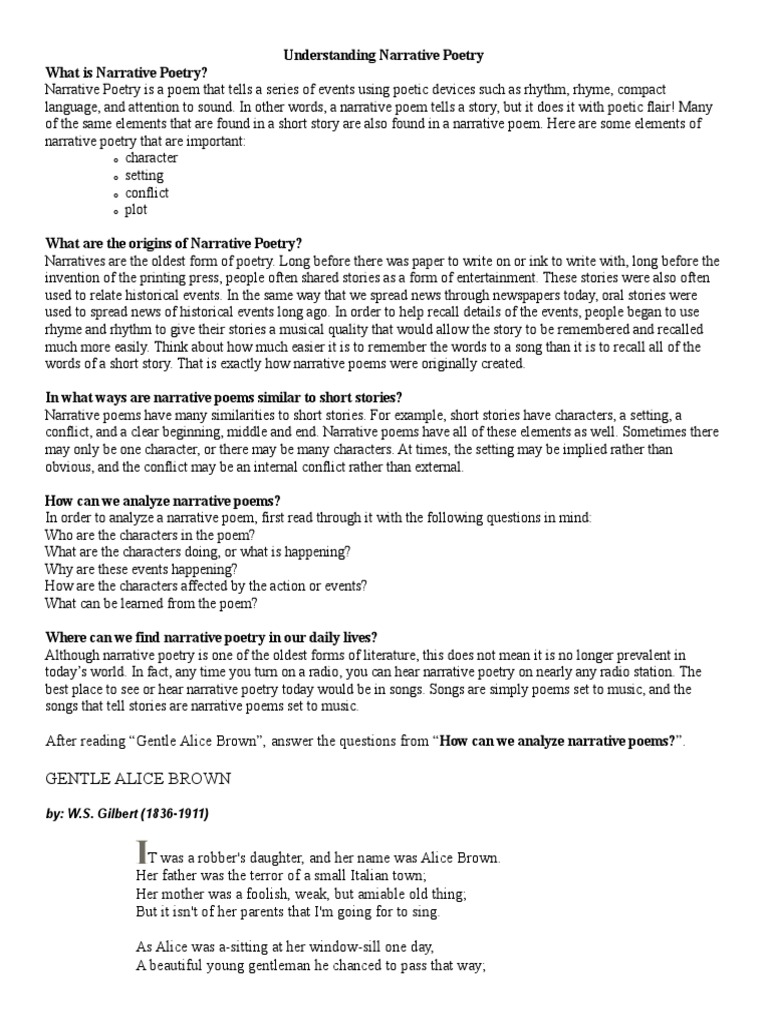 Elements of Narrative Poetry Explained | PDF | Poetry | Narrative