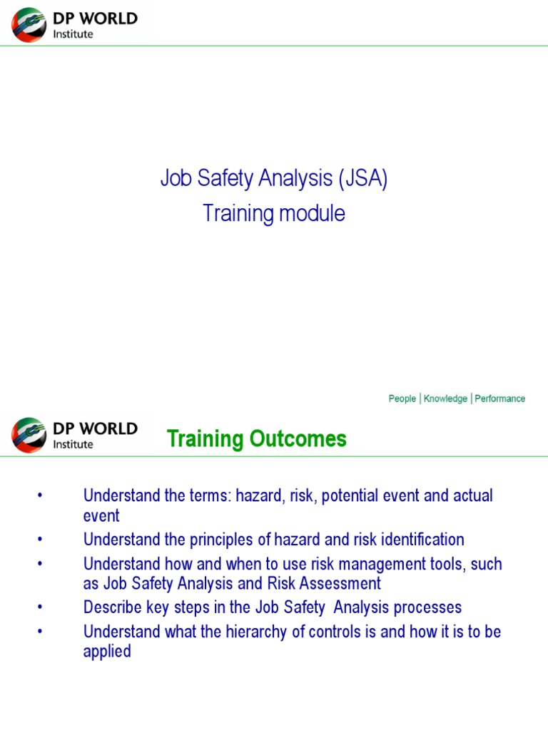 Job Safety Analysis (JSA) Training Module | PDF | Risk | Safety