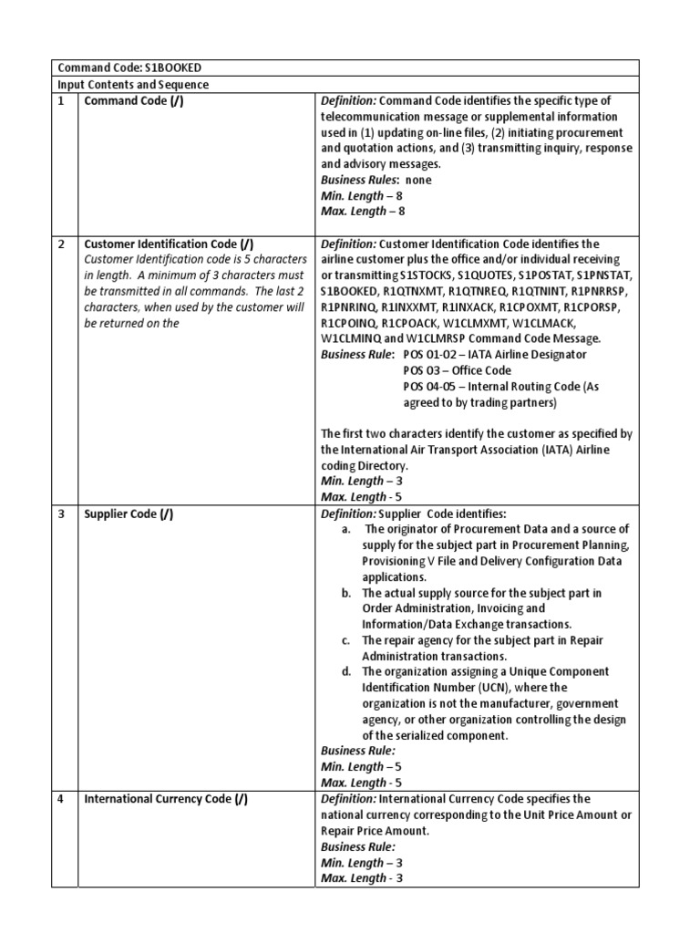 Spec 2000 Command Code Overview | PDF | Code | Cargo