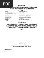 Download CONTOH PROPOSAL Bantuan Biaya Studi Akhir by Misbahul Munir SN351207852 doc pdf