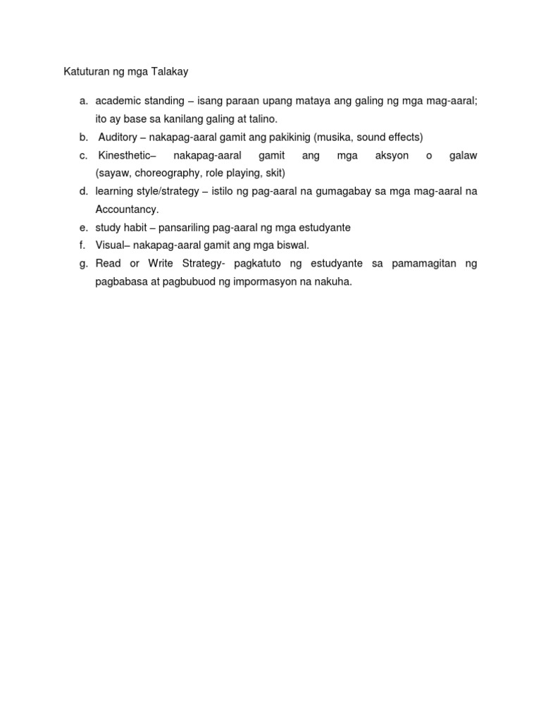 Katuturan NG Mga Talakay | PDF
