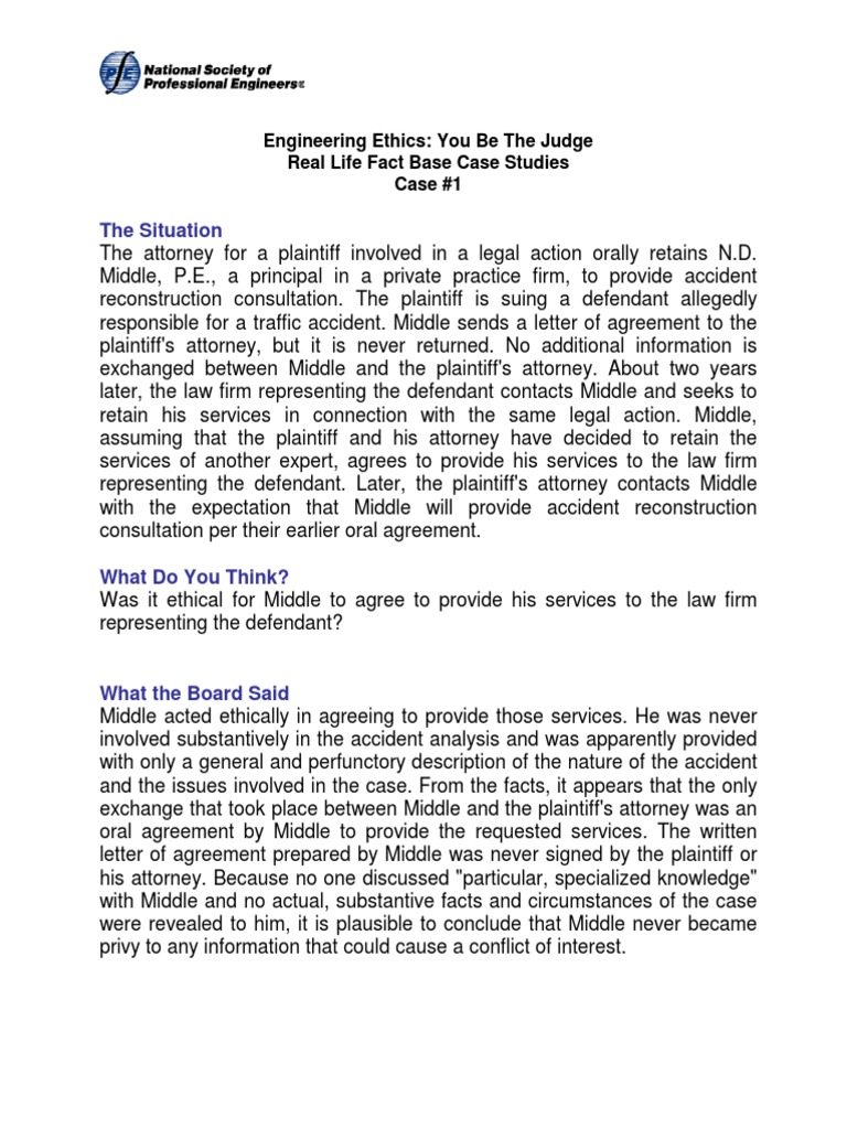 1AEngineering Ethics Case Studies Download Free PDF