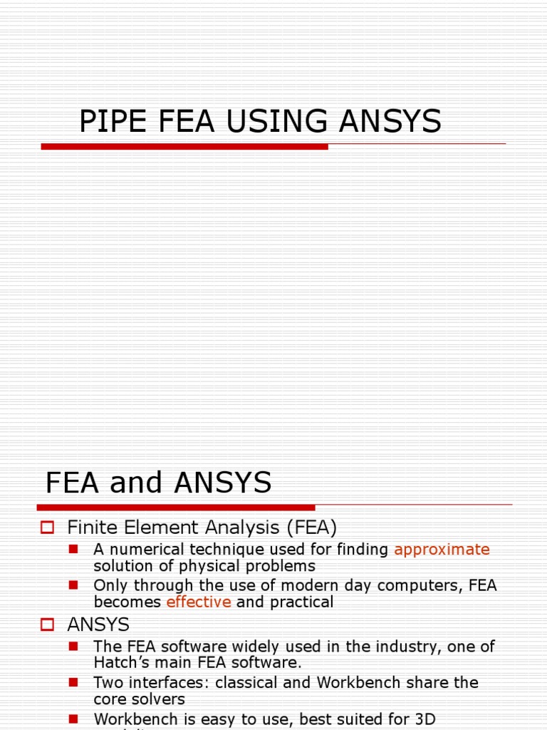 Pipe FEA Analysis with ANSYS | PDF | Finite Element Method | Beam ...
