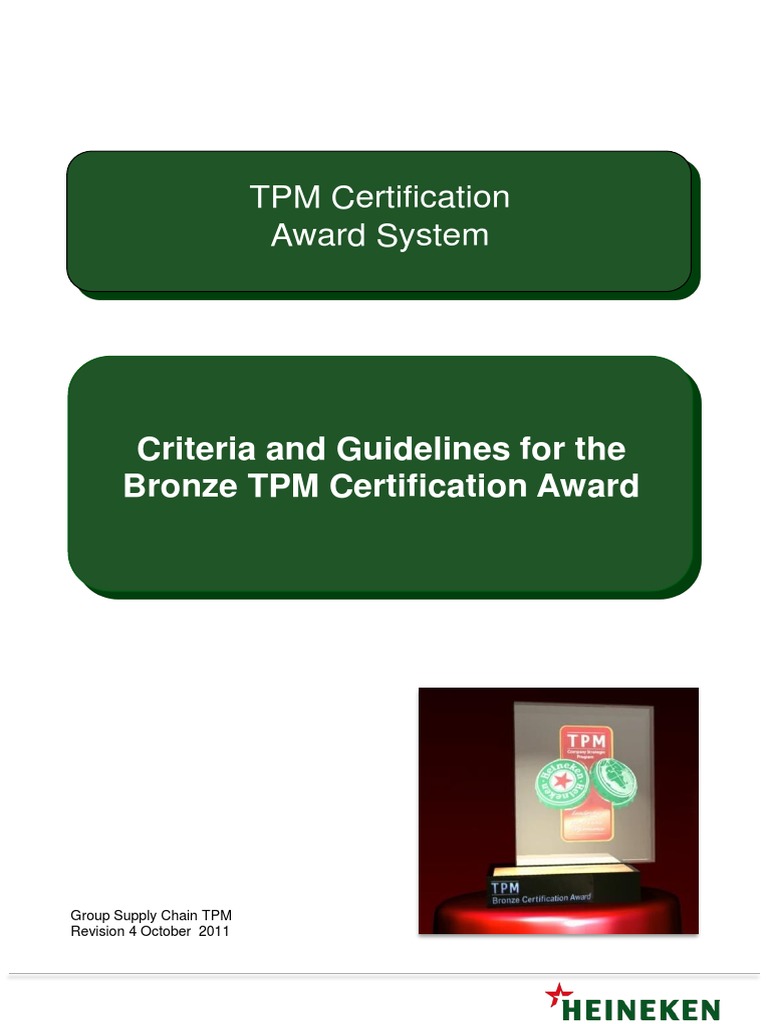 TPM Bronze Award Criteria and Guidelines Oct 2011 Rev 4 Hygiene