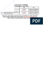 Direct Recruitment in CMWSSB Written Examination - Time Table