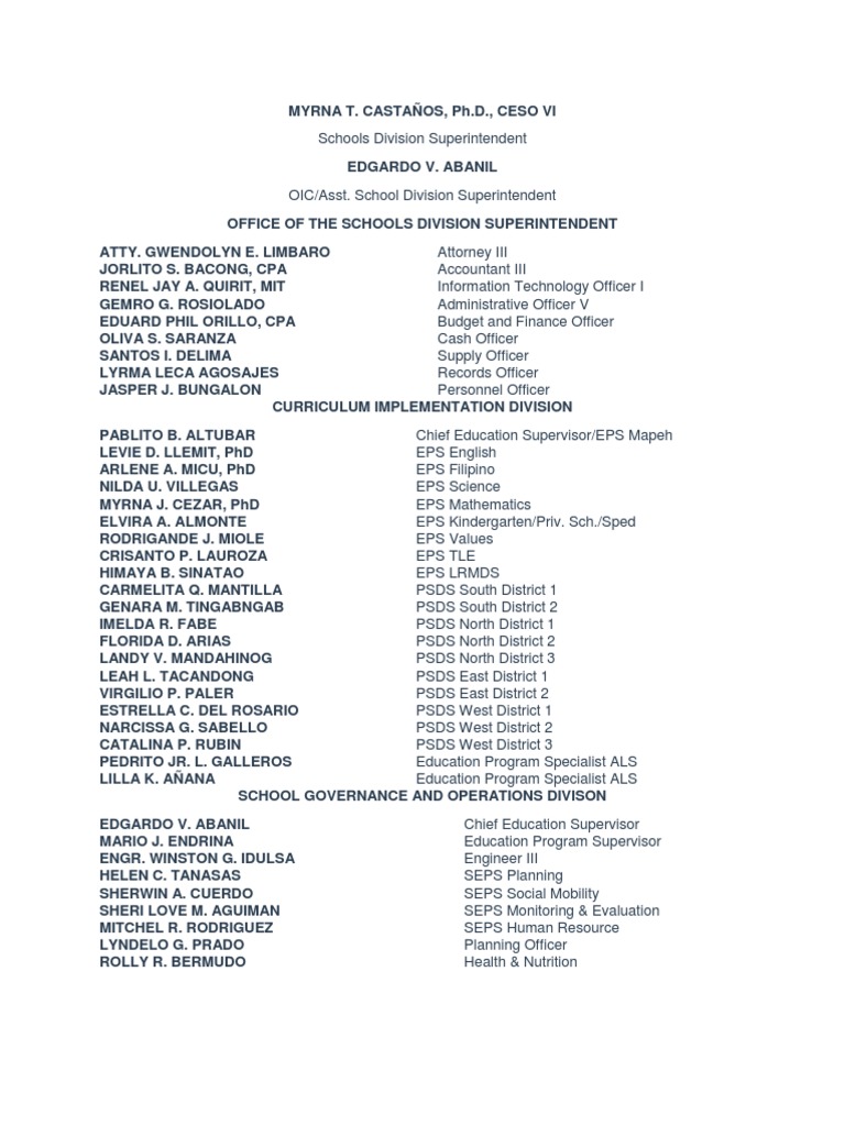 Gingoog City Division Personnel Overview | PDF