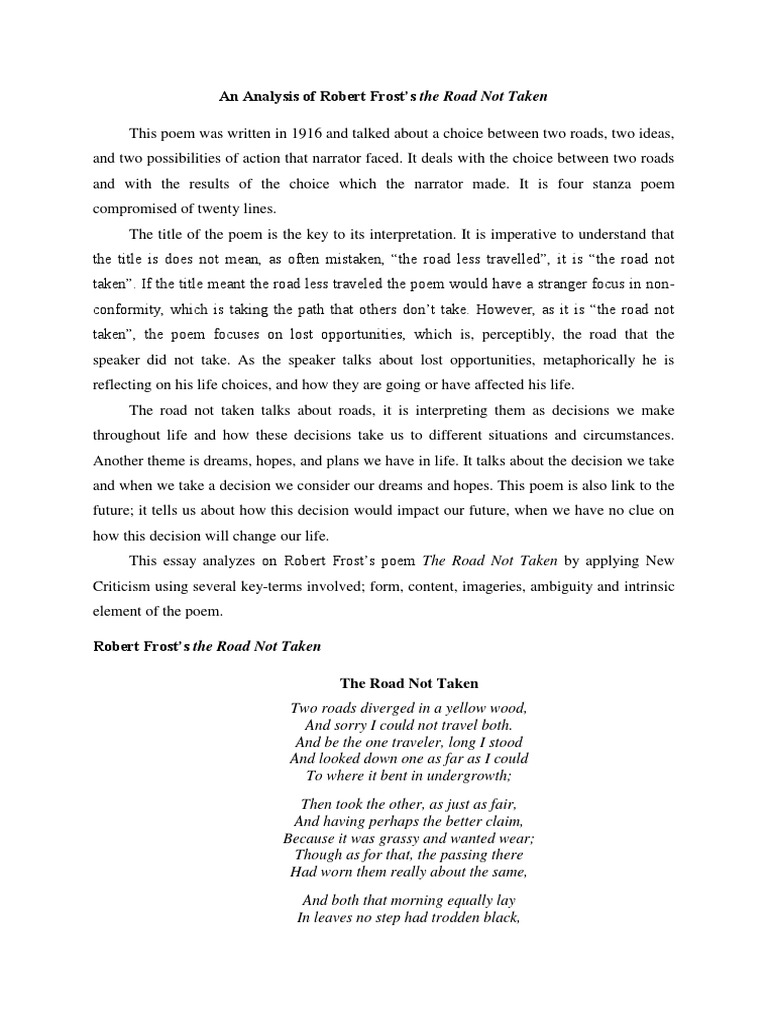 The Road Not Taken Analysis | Poetry | Metaphor