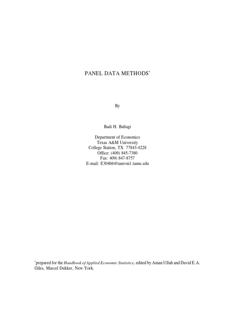 Unbalanced Panel Data Techniques | PDF | Instrumental Variable ...