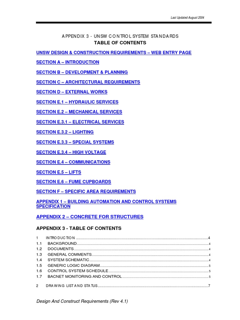 Appendix 3 Unsw Control System Standard Hvac Rev 4.1 (August 2004