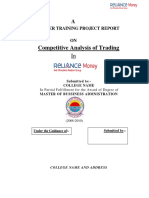 Mba Finance Project Report On A Competitive Analysis of Trading in Reliance Money 140622145625 Phpapp02