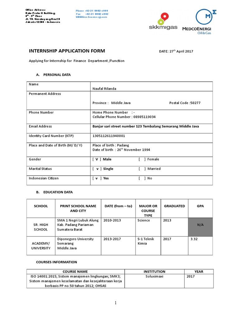 Internship Application for Finance Role | PDF | Government