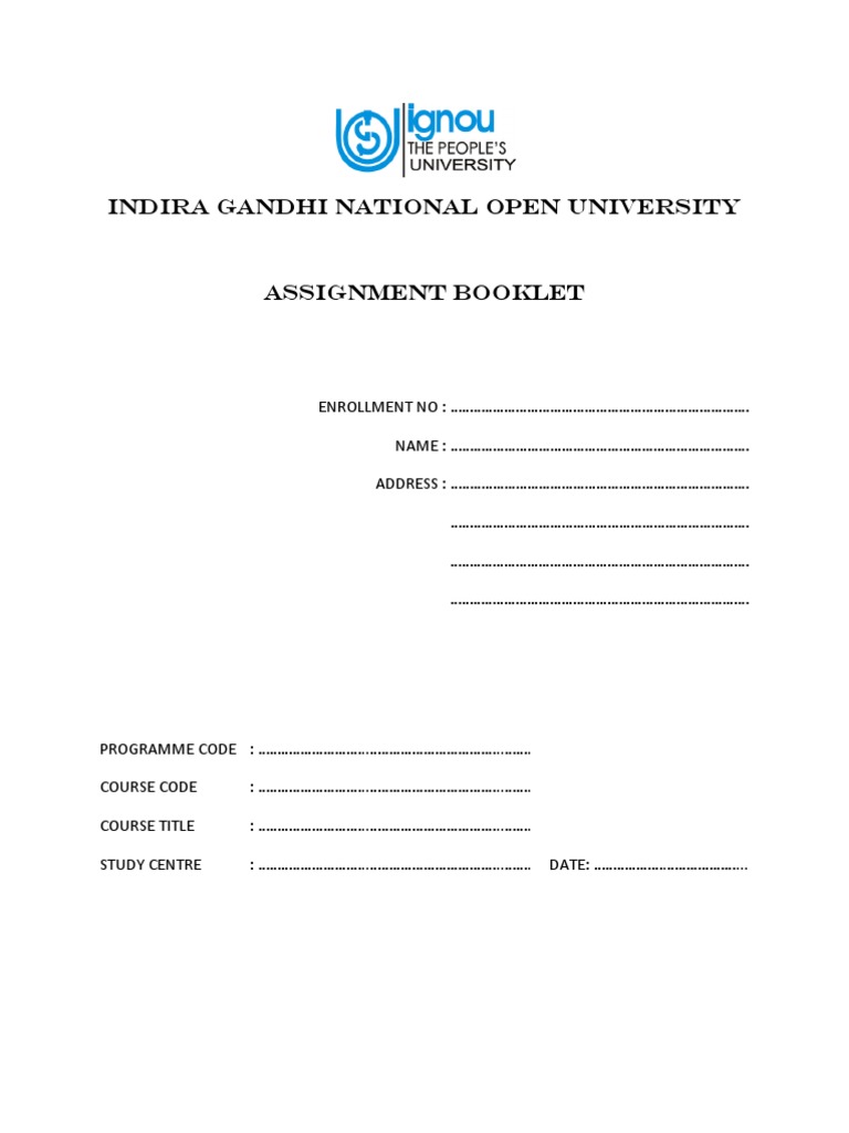 Ignou Asgn Booklet | PDF