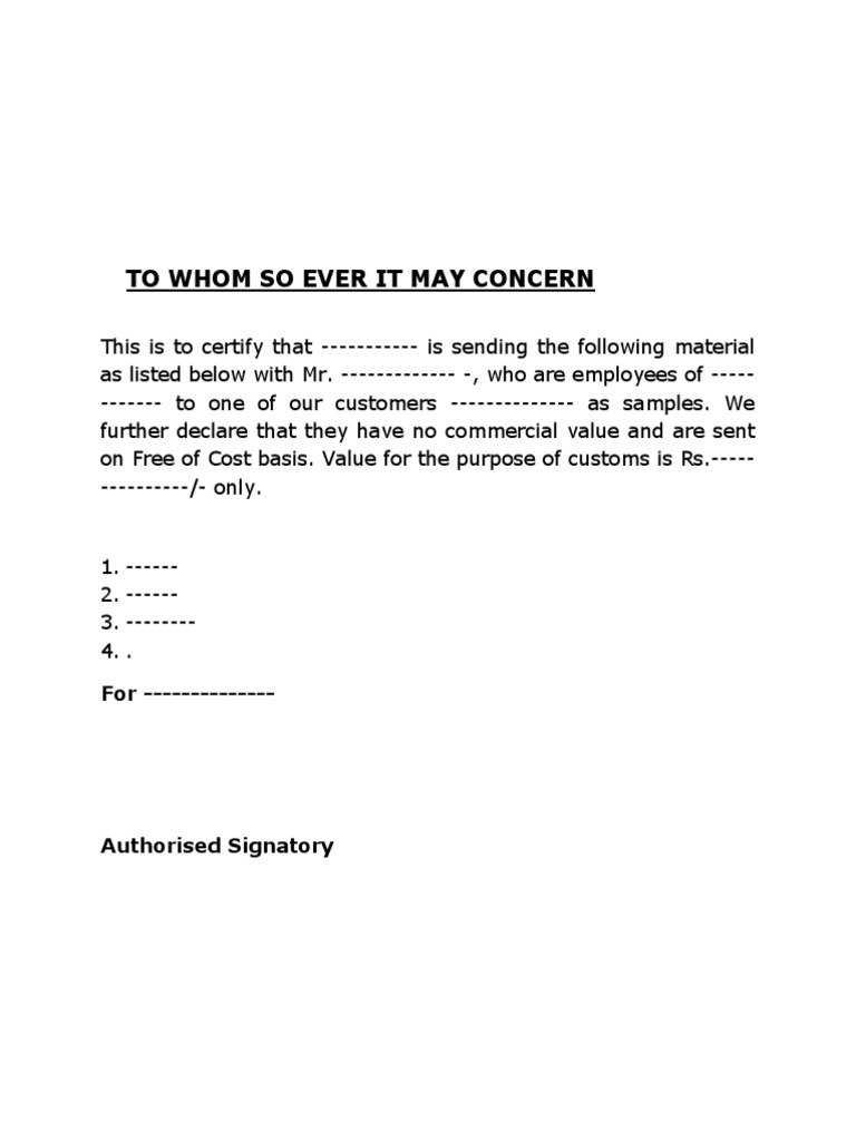To Whom So Ever It May Concern Format | PDF