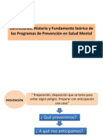 Definiciones. Historia y Fundamento Teórico de Los Programas de Prevención en Salud Mental