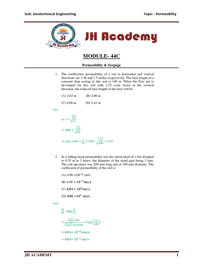 44C PDF | PDF | Soil Mechanics | Permeability (Earth Sciences)