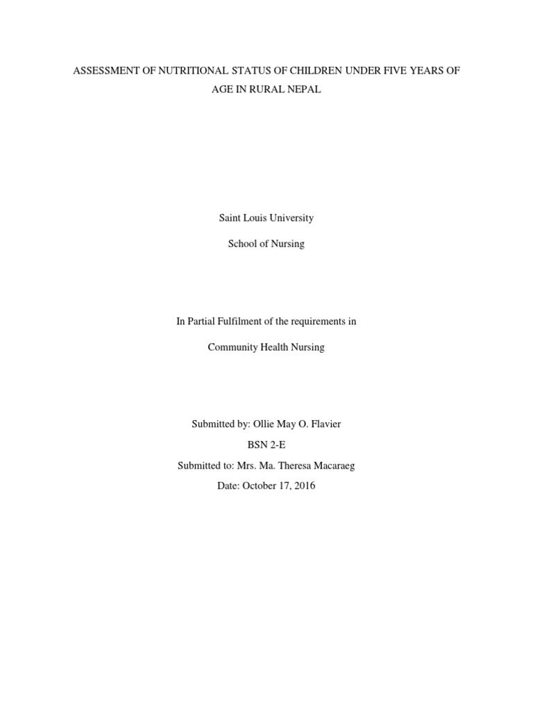 Assessment of Nutritional Status of Children Under Five Years of Age in ...