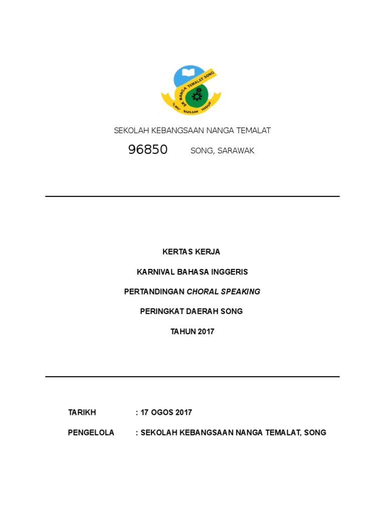 Kertas kerja choral speaking peringkat daerah 2017