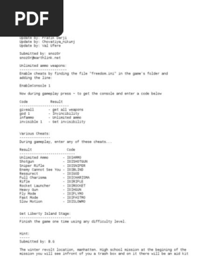 Freedom Fighter Cheat Codes Cheating In Video Games Ammunition