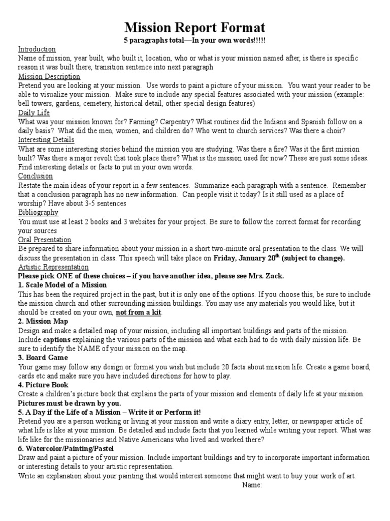 Mission Report Format PDF Paintings Map