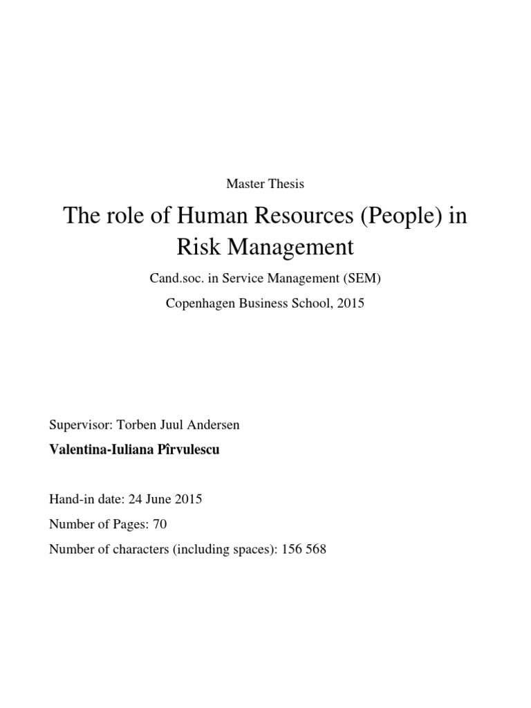 HR's Role in Risk Management Success | PDF | Risk Management | Risk