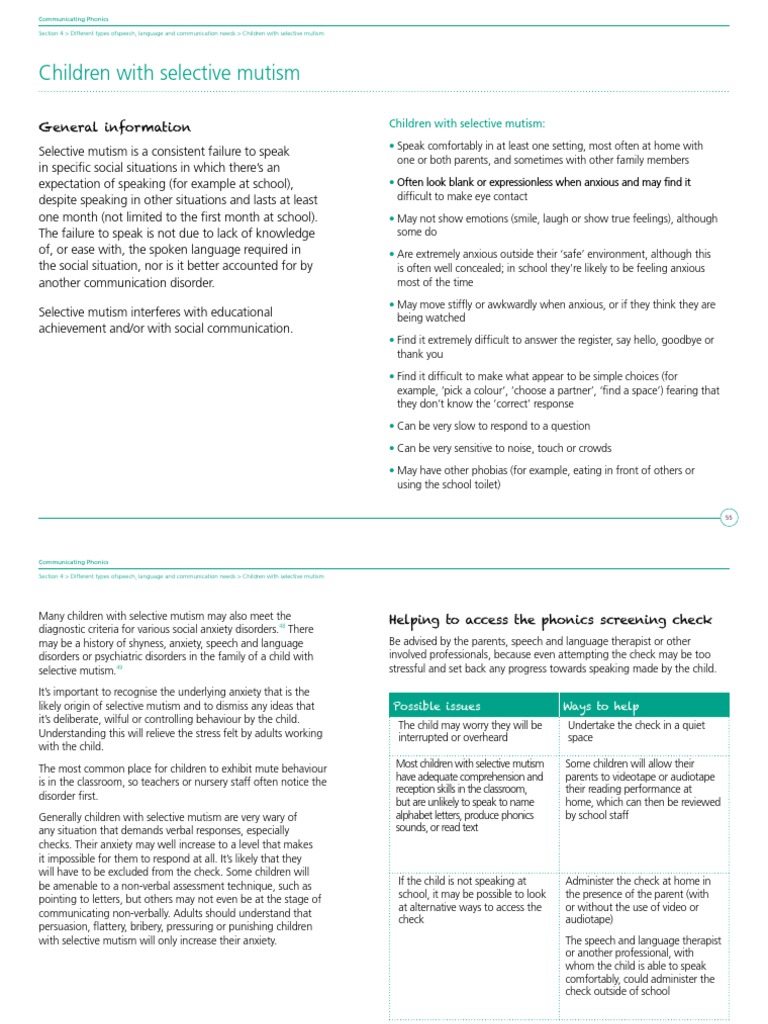 Understanding Selective Mutism in Children | PDF | Anxiety | Anxiety ...