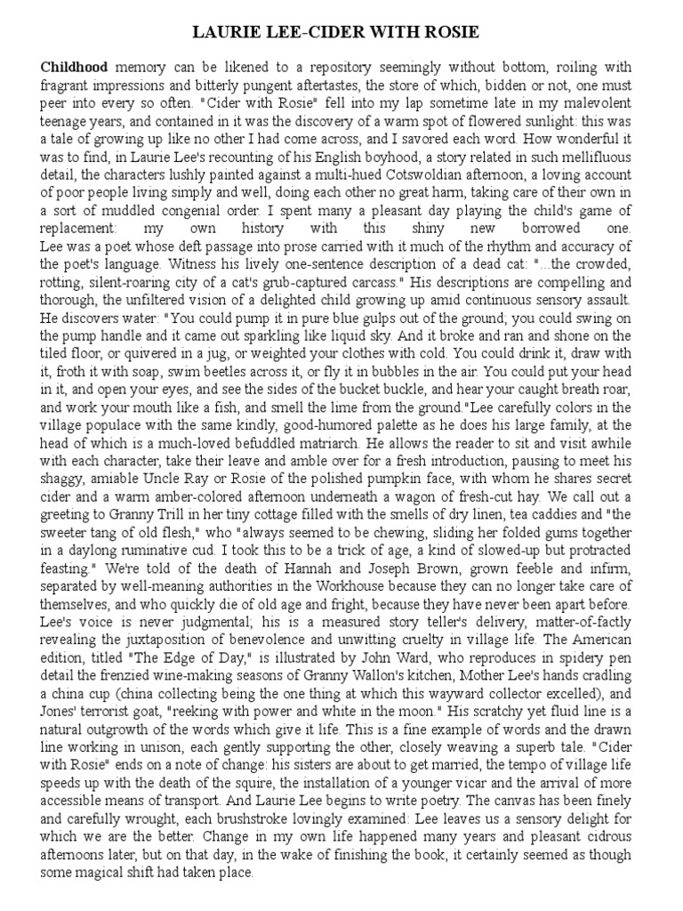 Laurie LeeCider With Rosie PDF