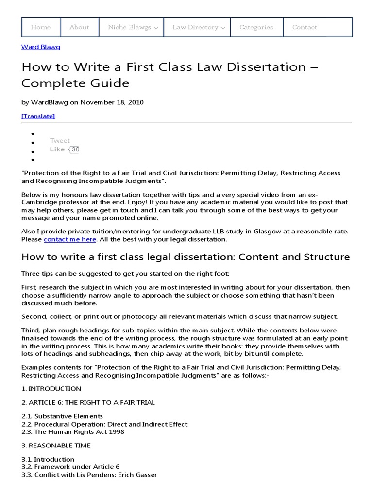 first class law dissertation