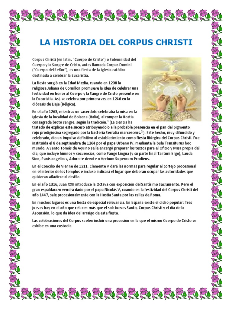 La Historia Del Corpus Christi | PDF | Adoración Cristiana Y Liturgia ...